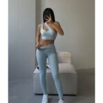 Asimetrik Askılı Mavi Crop - Tayt Takım Asimetrik Askılı Mavi Crop - Tayt Takım