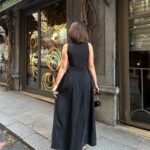 Sedef Kumaş Düğme Detaylı V Yaka Siyah Maksi Boy İkili Takım