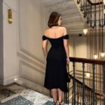 İp Detaylı Yırtmaçlı Siyah Midi Boy Elbise