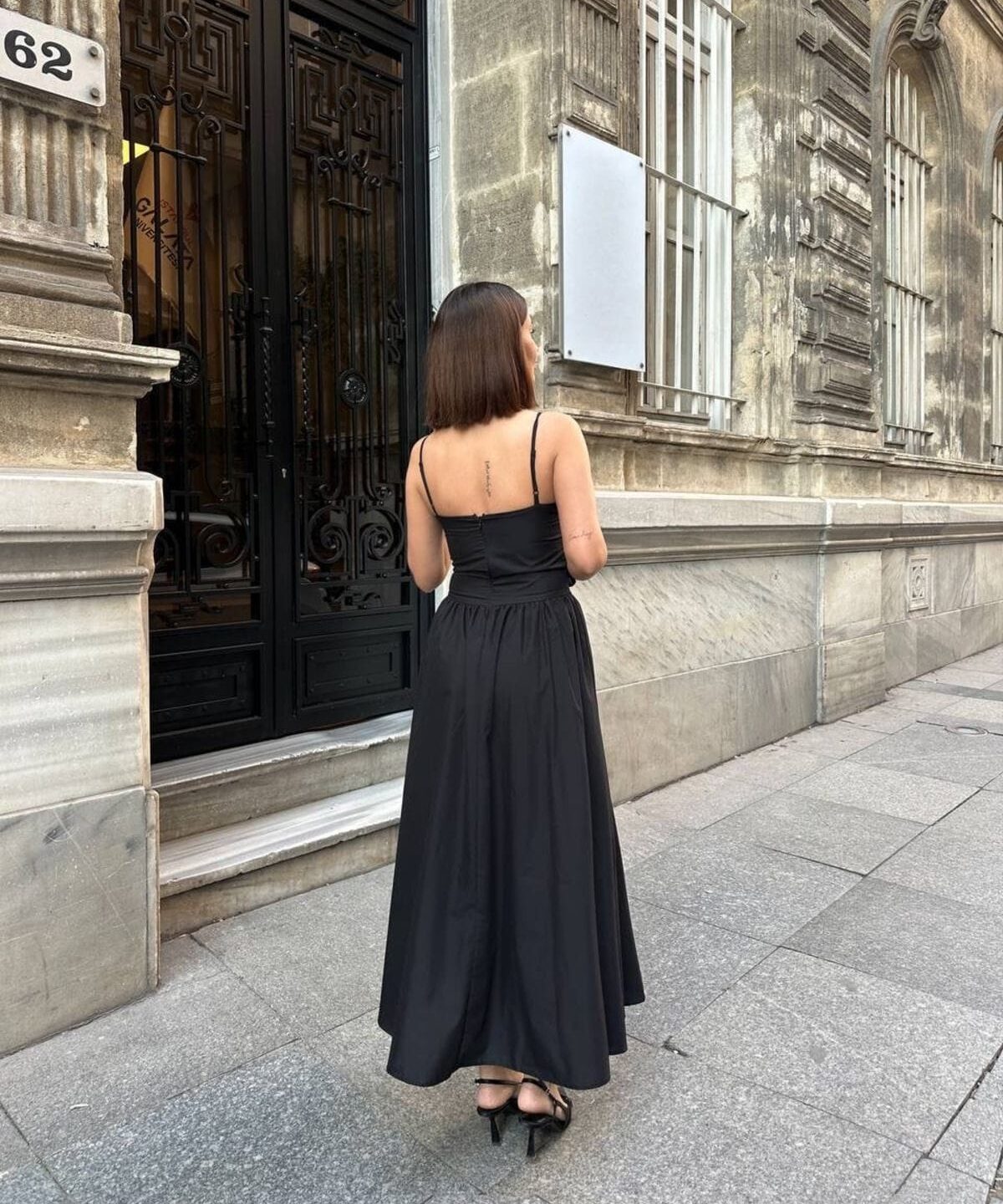 İp Detaylı Prenses Askılı Maxi Boy Elbise