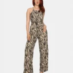 Bağlamalı - Desenli Kahve Tulum