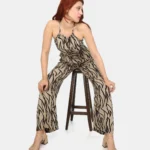 Bağlamalı - Desenli Kahve Tulum Bağlamalı - Desenli Kahve Tulum