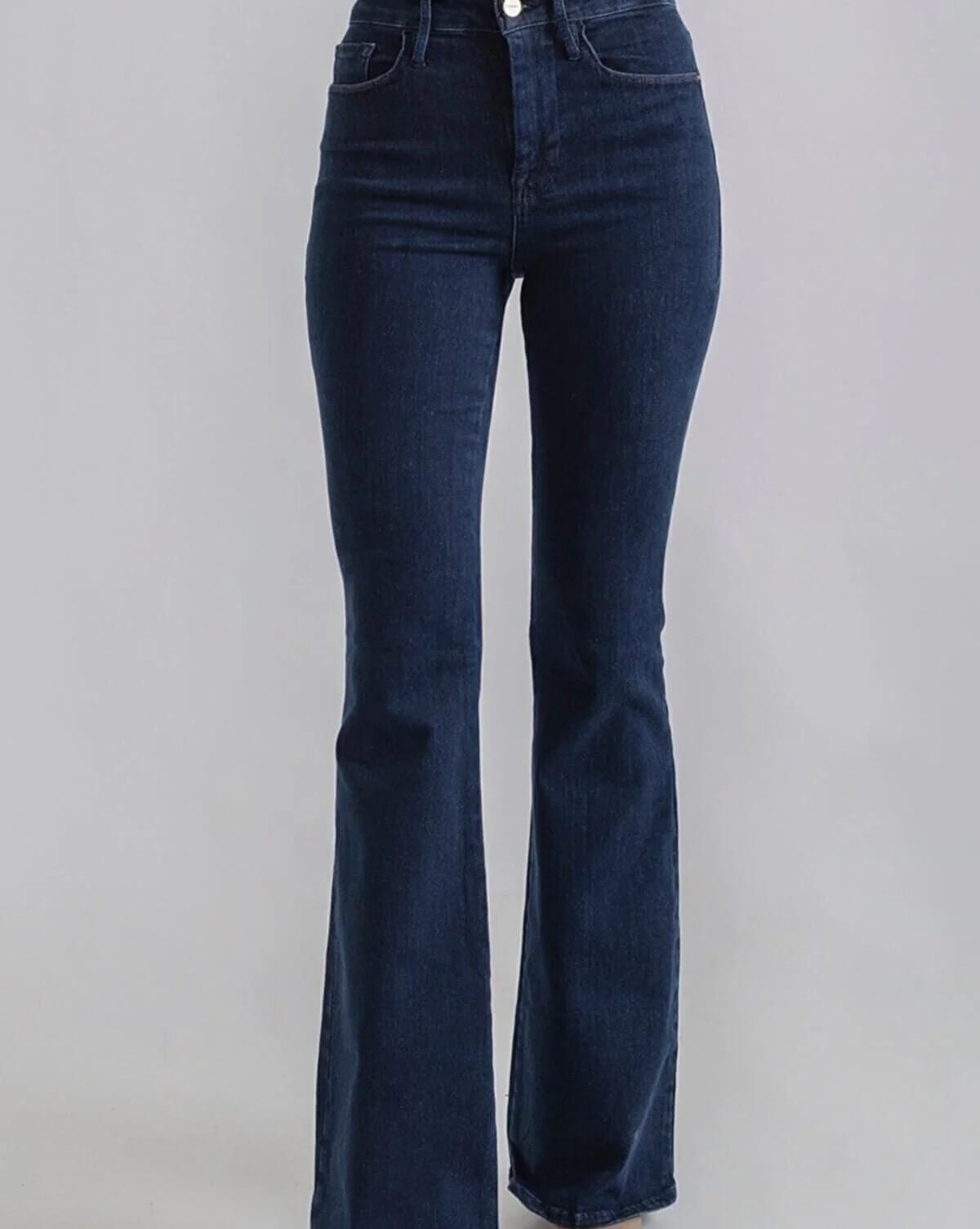 Ispanyol Yüksek Bel Solmaz Mavi Kar Yıkama Kot Pantolon Toparlayıcı Jean