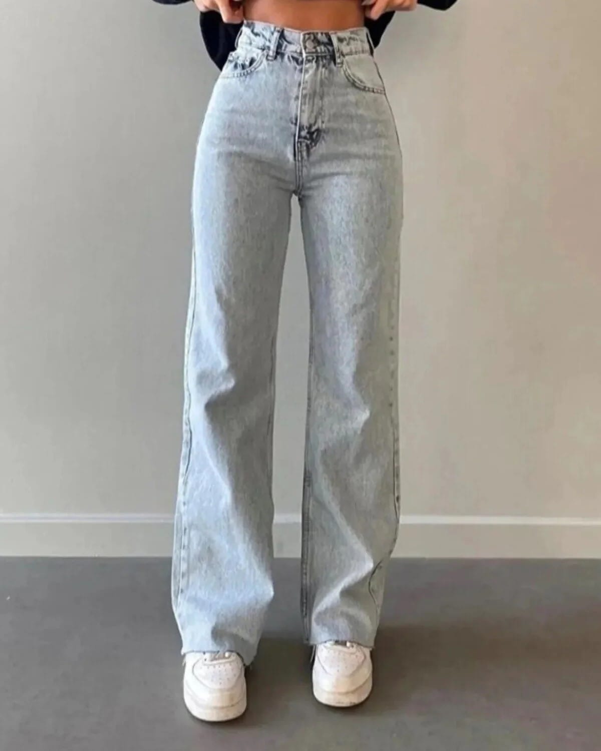 Christian 90's Buz Mavi Palazzo Salaş Paça Süper Yüksek Bel Jean Pantolon