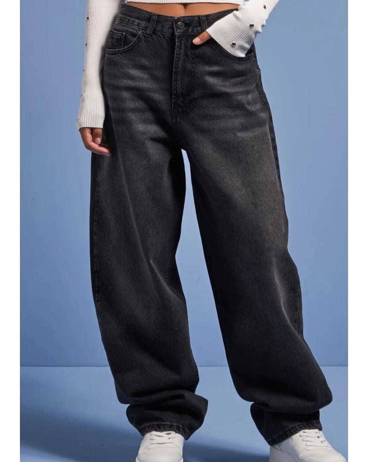 Baggy Füme Salaş Jean Pantolon