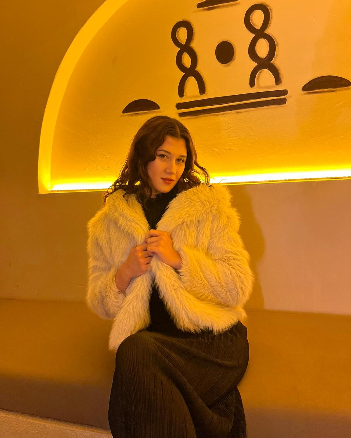 Taş Rengi Oversize Premium Kürk