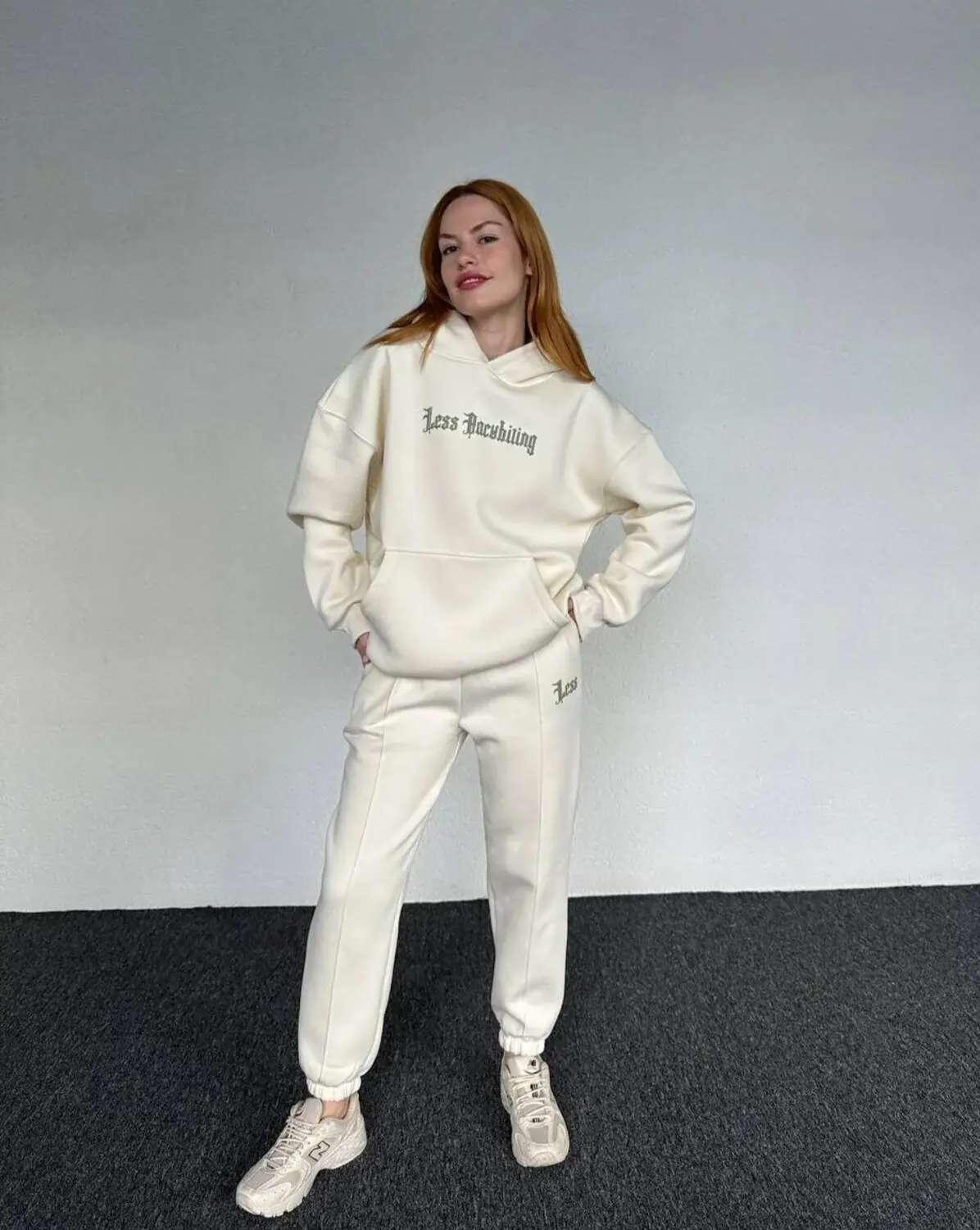 Baskılı Üç İplik Polar Oversize Eşofman Takımı