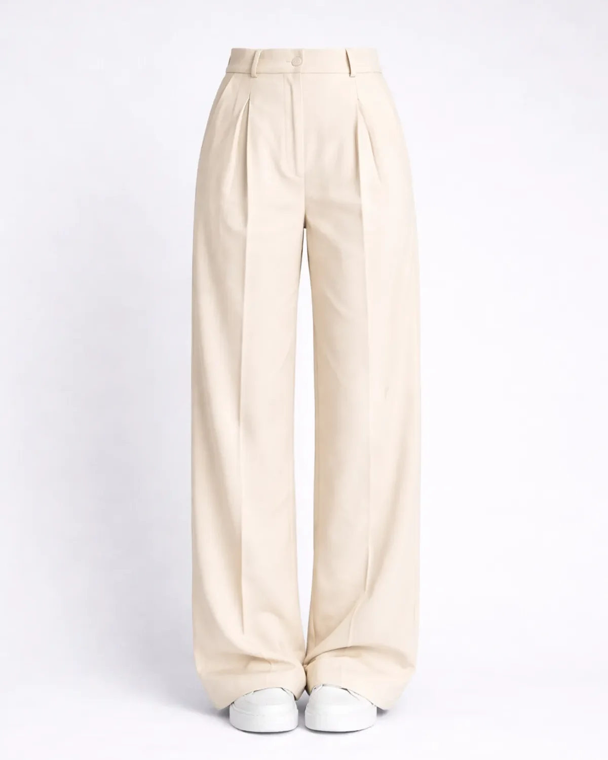 Palazzo Krem Pantolon Oversize Orjinal Kesim